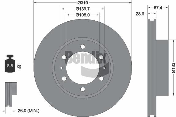 BENDIX Braking BDS1535 - Bremžu diski adetalas.lv