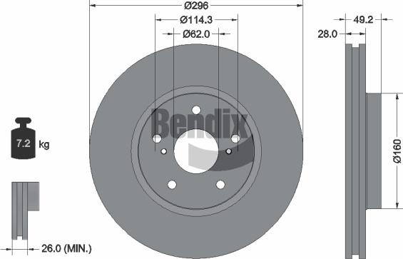 BENDIX Braking BDS1693 - Bremžu diski adetalas.lv