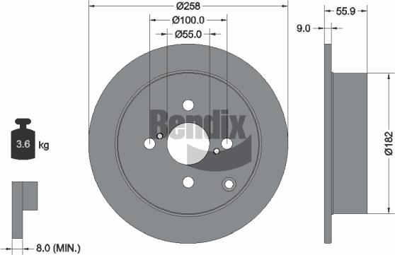 BENDIX Braking BDS1650 - Bremžu diski adetalas.lv