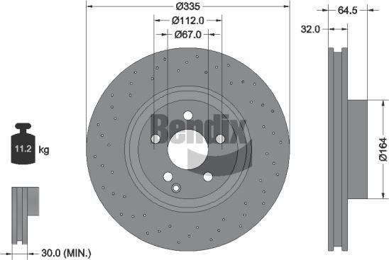 BENDIX Braking BDS1651HC - Bremžu diski adetalas.lv