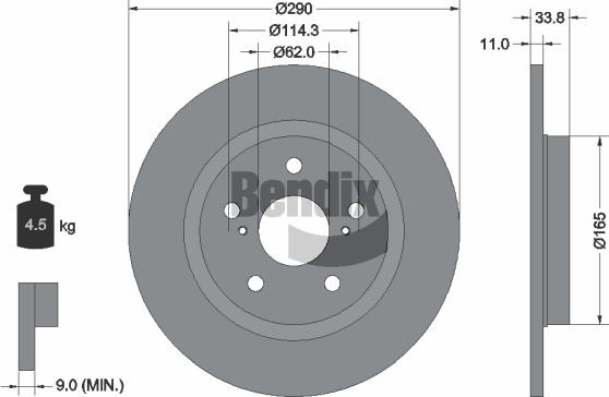 BENDIX Braking BDS1658 - Bremžu diski adetalas.lv