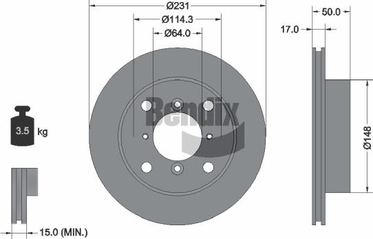 BENDIX Braking BDS1688 - Bremžu diski adetalas.lv