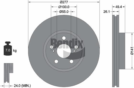 BENDIX Braking BDS1683 - Bremžu diski adetalas.lv