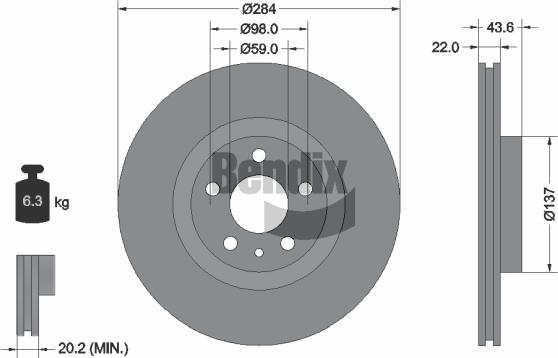 BENDIX Braking BDS1096 - Bremžu diski adetalas.lv