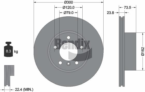 BENDIX Braking BDS1098HC - Bremžu diski adetalas.lv