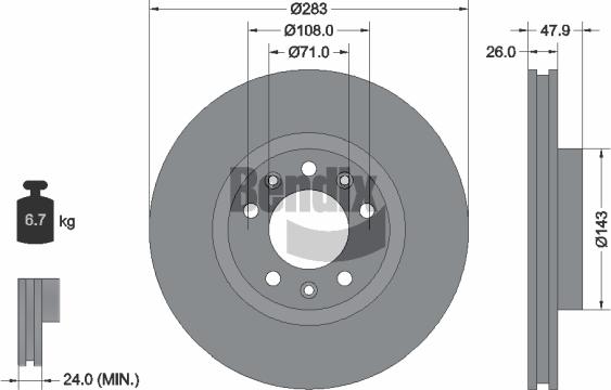 BENDIX Braking BDS1045 - Bremžu diski adetalas.lv