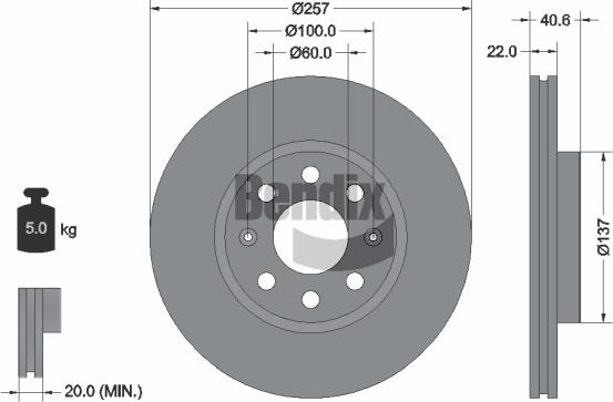 BENDIX Braking BDS1005 - Bremžu diski adetalas.lv