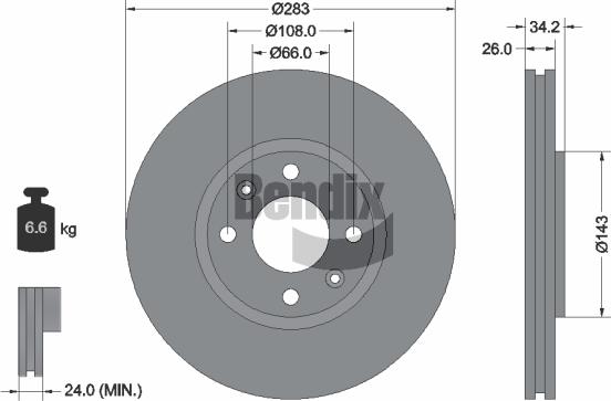 BENDIX Braking BDS1001 - Bremžu diski adetalas.lv