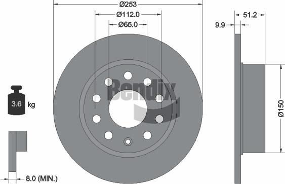 BENDIX Braking BDS1007 - Bremžu diski adetalas.lv