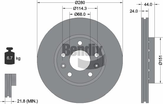 BENDIX Braking BDS1011HC - Bremžu diski adetalas.lv