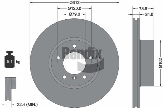 BENDIX Braking BDS1084HC - Bremžu diski adetalas.lv