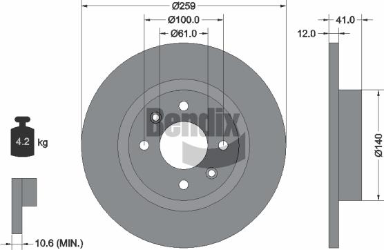 BENDIX Braking BDS1036 - Bremžu diski adetalas.lv