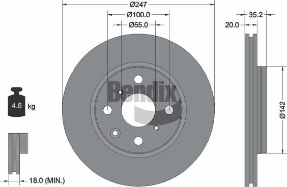 BENDIX Braking BDS1025 - Bremžu diski adetalas.lv