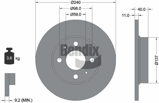 BENDIX Braking BDS1020 - Bremžu diski adetalas.lv