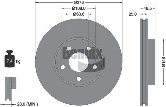 BENDIX Braking BDS1078 - Bremžu diski adetalas.lv