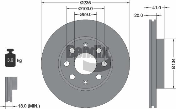 BENDIX Braking BDS1196 - Bremžu diski adetalas.lv