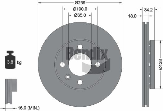 BENDIX Braking BDS1144 - Bremžu diski adetalas.lv