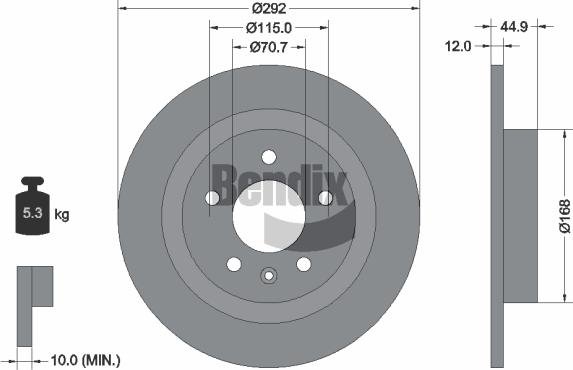 BENDIX Braking BDS1147 - Bremžu diski adetalas.lv