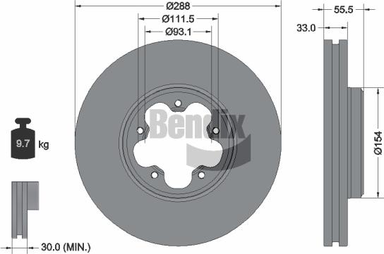 BENDIX Braking BDS1151 - Bremžu diski adetalas.lv