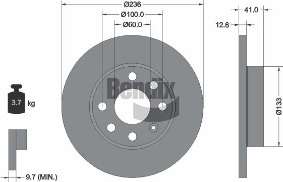 BENDIX Braking BDS1161 - Bremžu diski adetalas.lv