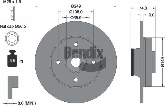 BENDIX Braking BDS1106 - Bremžu diski adetalas.lv