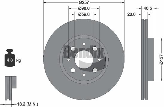 BENDIX Braking BDS1100 - Bremžu diski adetalas.lv