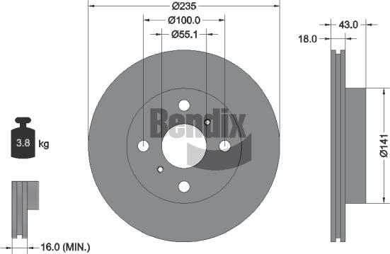 BENDIX Braking BDS1102 - Bremžu diski adetalas.lv