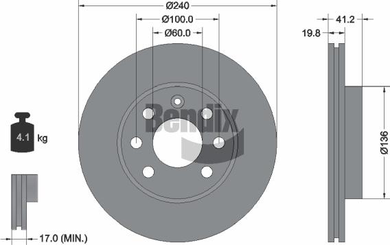 BENDIX Braking BDS1130 - Bremžu diski adetalas.lv