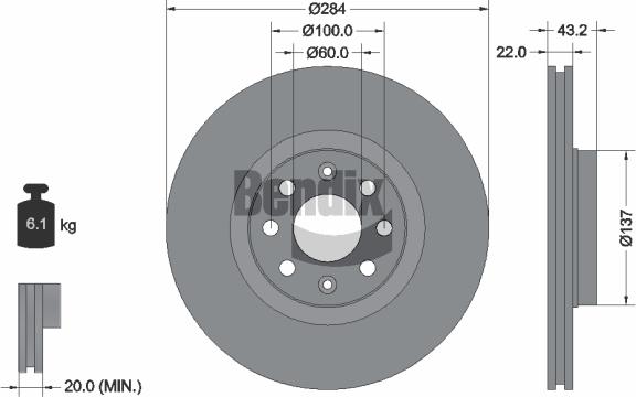 BENDIX Braking BDS1132 - Bremžu diski adetalas.lv