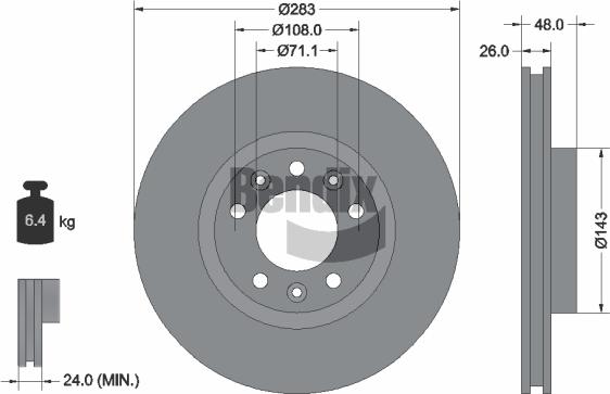 BENDIX Braking BDS1121 - Bremžu diski adetalas.lv