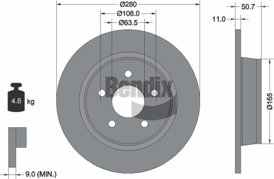 BENDIX Braking BDS1178 - Bremžu diski adetalas.lv