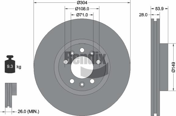 BENDIX Braking BDS1172 - Bremžu diski adetalas.lv