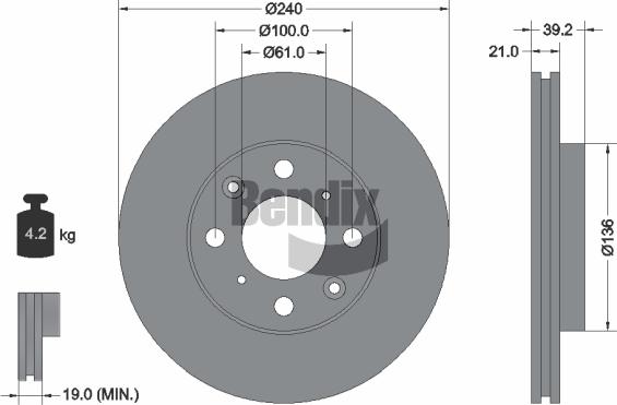 BENDIX Braking BDS1894 - Bremžu diski adetalas.lv