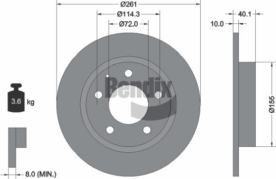 BENDIX Braking BDS1819 - Bremžu diski adetalas.lv