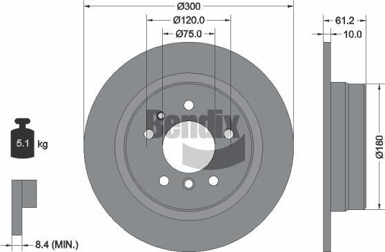 BENDIX Braking BDS1811 - Bremžu diski adetalas.lv