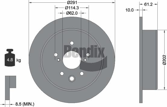 BENDIX Braking BDS1875 - Bremžu diski adetalas.lv