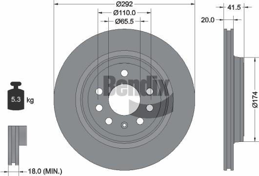 BENDIX Braking BDS1391 - Bremžu diski adetalas.lv