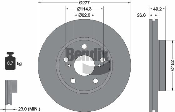 BENDIX Braking BDS1346 - Bremžu diski adetalas.lv