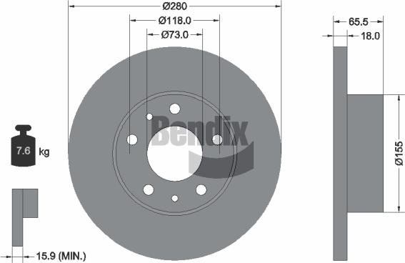 BENDIX Braking BDS1342 - Bremžu diski adetalas.lv