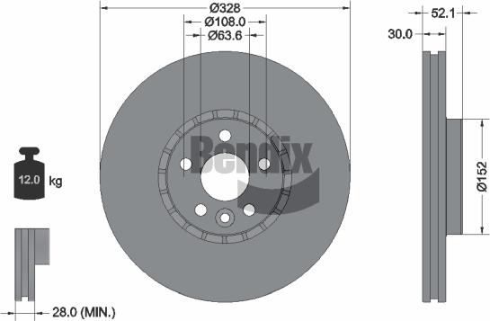 BENDIX Braking BDS1364HC - Bremžu diski adetalas.lv