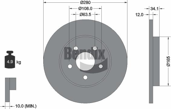 BENDIX Braking BDS1360 - Bremžu diski adetalas.lv