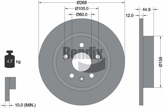 BENDIX Braking BDS1334 - Bremžu diski adetalas.lv