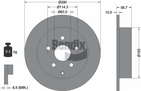 BENDIX Braking BDS1329 - Bremžu diski adetalas.lv