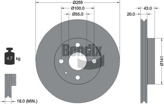 BENDIX Braking BDS1326 - Bremžu diski adetalas.lv