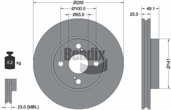 BENDIX Braking BDS1246 - Bremžu diski adetalas.lv