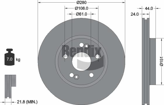 BENDIX Braking BDS1241 - Bremžu diski adetalas.lv