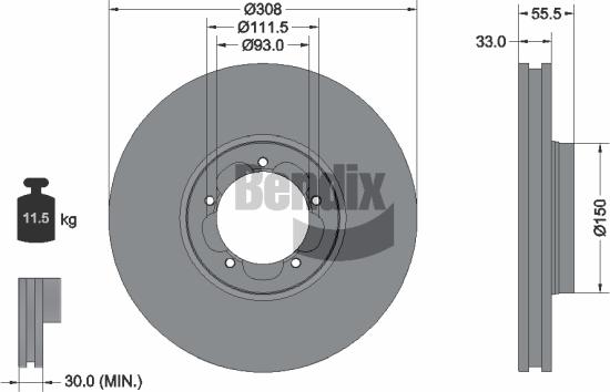 BENDIX Braking BDS1269 - Bremžu diski adetalas.lv