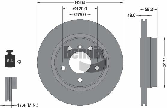 BENDIX Braking BDS1216 - Bremžu diski adetalas.lv