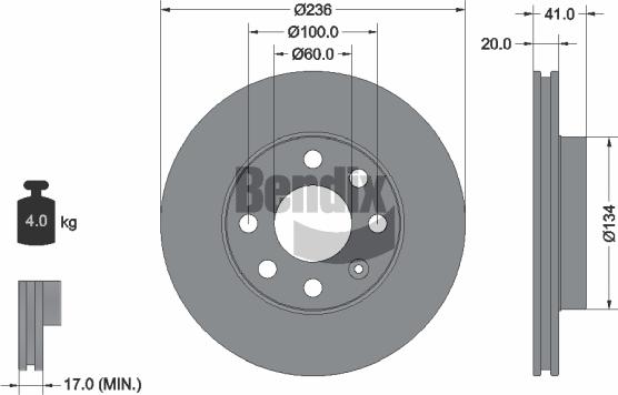 BENDIX Braking BDS1280 - Bremžu diski adetalas.lv