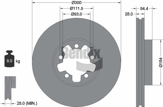 BENDIX Braking BDS1288 - Bremžu diski adetalas.lv